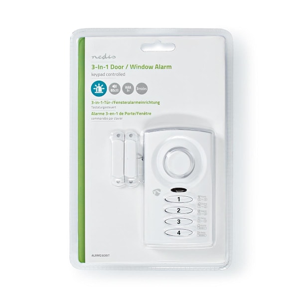 Nedis Dörr Fönster Alarm | Batteridriven | 3x AAA/LR03 | 85 dB | Vit