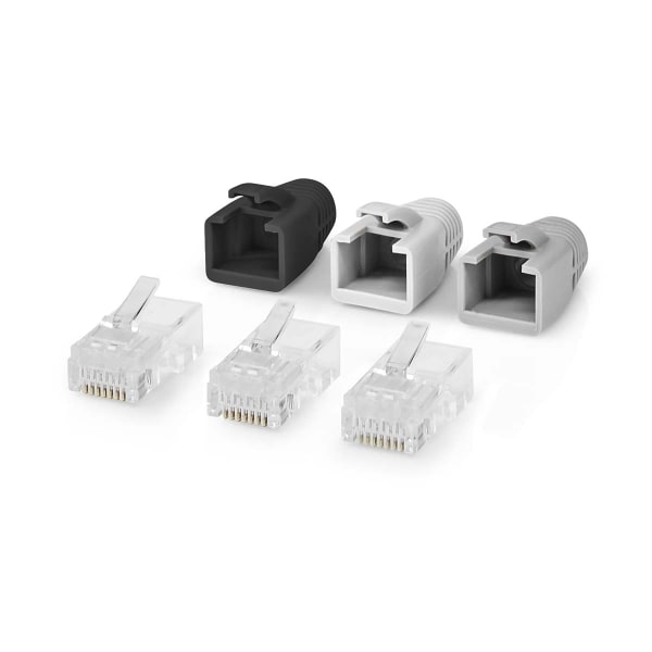 Nedis RJ45-liitin | RJ45 Pass Through | Kiinteä/juosteinen UTP CAT6 | Suora | Kullattu | 10 kpl | PVC | Harmaa / Musta / Valkoinen | Laatikko