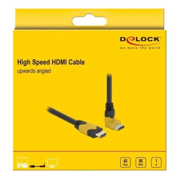 Delock High Speed HDMI kabel hane rak till hane 90° uppåtvinklad