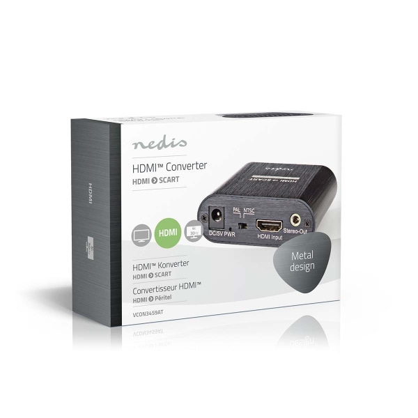 Nedis HDMI ™ Converter | HDMI™ Input | SCART Hun | 1-vejs | 480i | 18 Gbps | Metal | Antracit