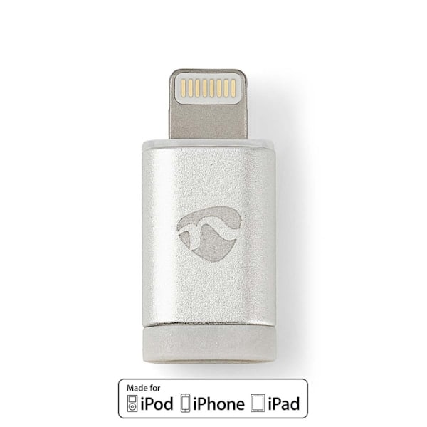 Nedis Lightning Sovitin | Apple Lightning 8-Pin | USB Micro-B naaras | Kullattu | Pyöreä | Alumiini