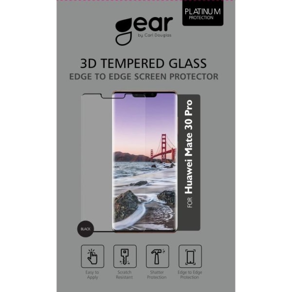 GEAR Härdat Glas 3D Full Cover Black Huawei Mate 30 Lite Transparent