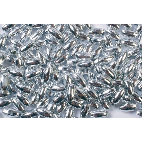 Risformade plastpärlor 3x6 500g, Silver