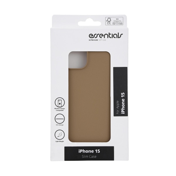 Essentials iPhone 15 sandblæst bagcover, beige Beige