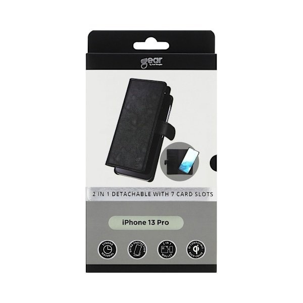 GEAR Wallet 2-i-1 7 Kortrum Sort - iPhone 13 Pro Svart