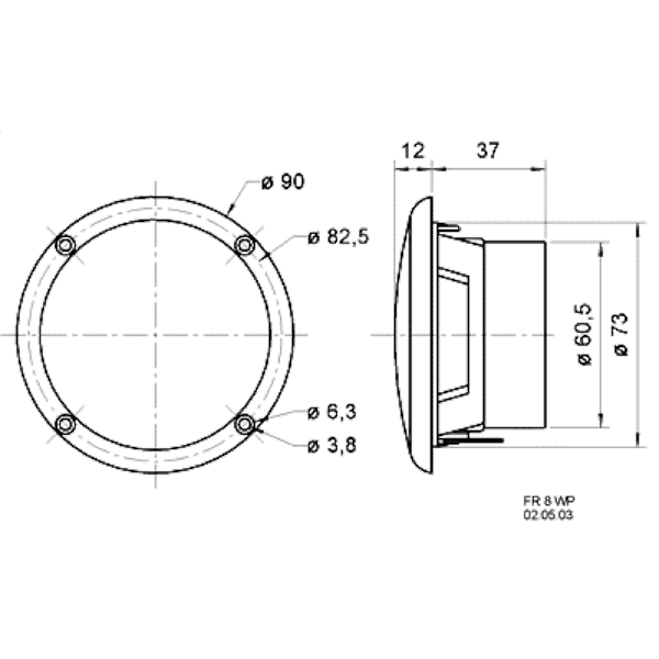 Visaton FR 8 WP - 4 Ohm (hvid) - Saltvandsbestandig 8 cm (3,3") fuld-range højttaler