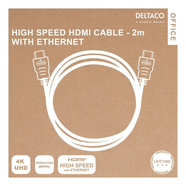 DELTACO Office HIGH-SPEED HDMI cable, 2M, 4K UHD, black