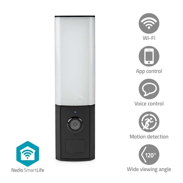 Nedis SmartLife udendørskamera | Wi-Fi | Omgivende lys | Full HD 1080p | IP65 | Cloud Storage (mulighed) / microSD (ikke inkluderet) / Onvif | 100 - 2 Sort