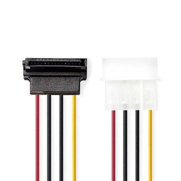 Nedis Sisäinen Virtakaapeli | Molex uros | SATA 15-Pin naaras | Kullattu | 0.15 m | Pyöreä | PVC | Monivärinen | Kirjekuori