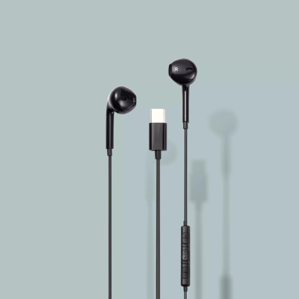 streetz C200 Semi-in-ear høretelefoner, 3-knap, USB-C, sort Svart