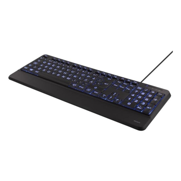 DELTACO Full-size tastatur med ekstra store bogstaver, blå LED