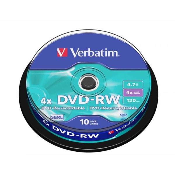 DVD-RW 4x 4.7GB 10 Pack Spindel Mat Sølv