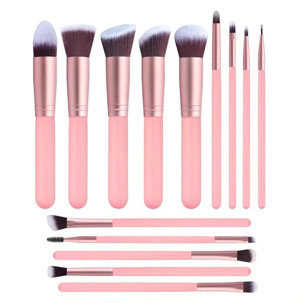 Set med 14st Sminkborstar, Rosa