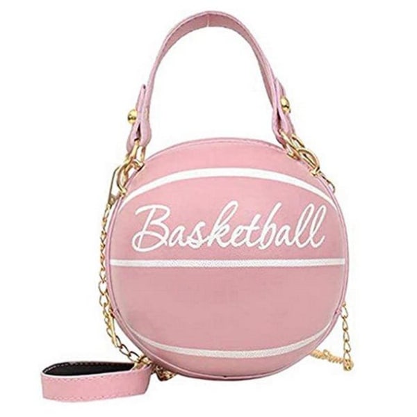 Handväska basketboll med kedjor, Rosa/Guld
