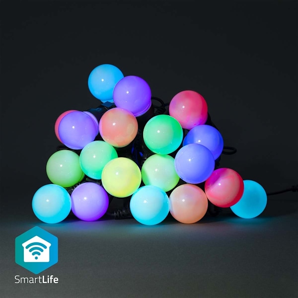 Nedis SmartLife Dekorativa Lampor | Festljus | Wi-Fi | RGB / Vit | 20 LED's | 10 m | Android™ | Glödlampediameter: 50 mm