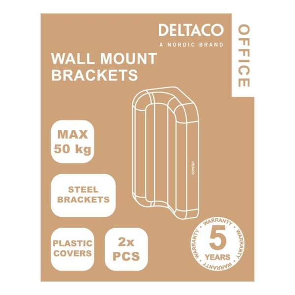 DELTACO OFFICE vægmonteringsplade til rillepanel (DELO-0151), hv
