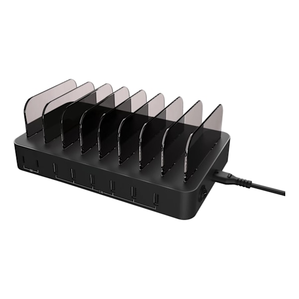 DELTACO USB charging station 6x USB-A, 2x USB-C PD, total 75W, black