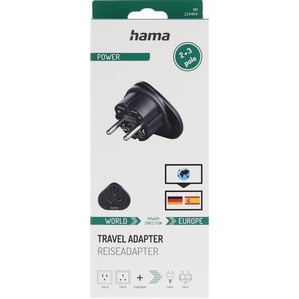 HAMA Traveladapter Type E/F Universal World-EU Black