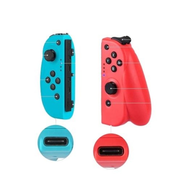 Gamepad til Nintendo Switch, Rød/Blå