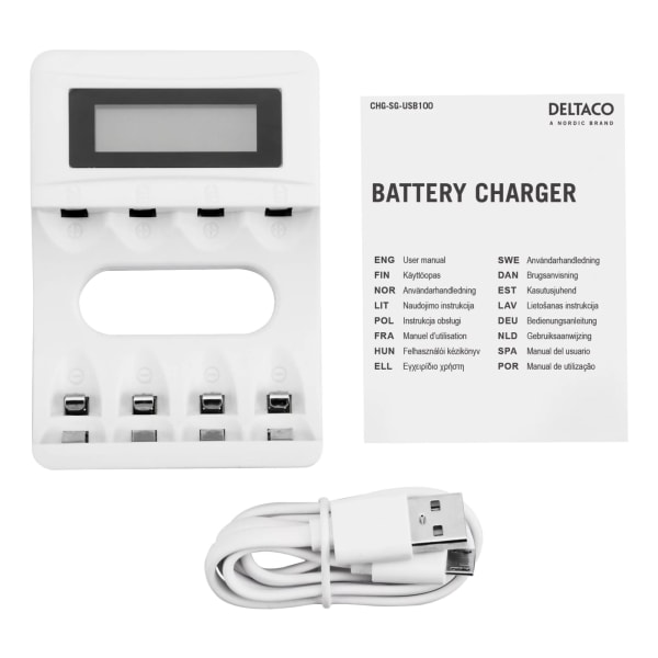 DELTACO Ultimate Ni-Mh USB charger for AA/AAA batteries