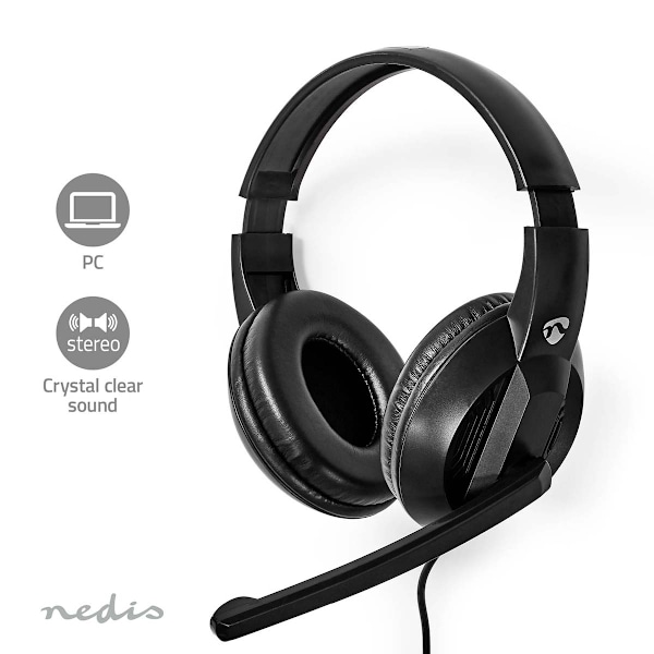 Nedis PC headset | Over-Ear | Stereo | USB Type-A / USB Type-C™ | Vikbara Mikrofon | Svart