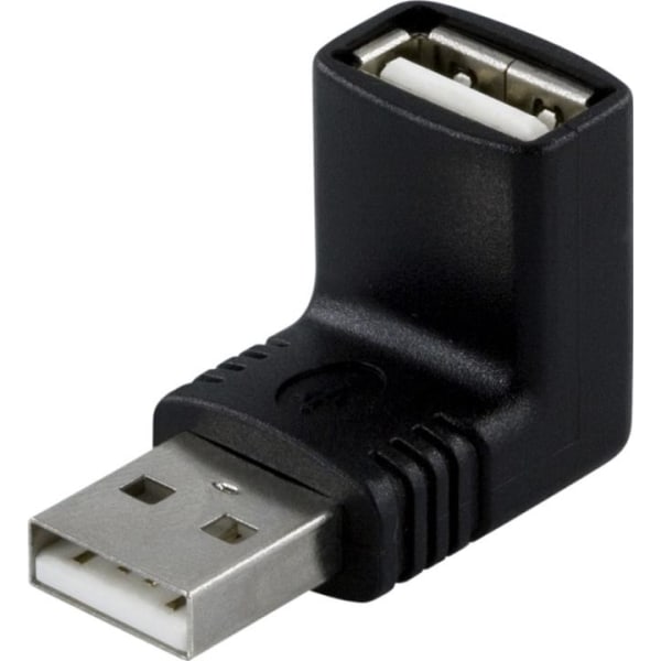DELTACO sovitin, USB-A uros - USB-A naaras, kulmaliitin