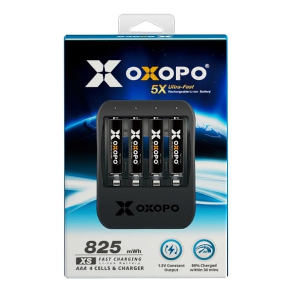 oxopo Li-Ion 4xAAA 550mAh Batteri m/oplader