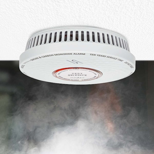 Nedis Rök & kolmonoxid Alarm | Batteridriven | Batterilängd upp till: 10 år | EN 14604 | Med testknapp | 85 dB | ABS | Vit
