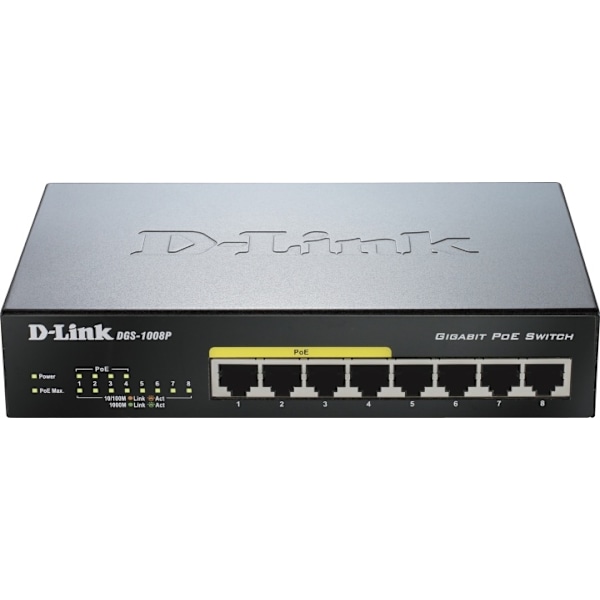 D-Link 8-port 10/100/1000 Desktop Switch w/ 4 PoE Ports (DGS-1008P)