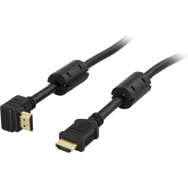 DELTACO HDMI kabel, HDMI High Speed with Ethernet, vinklet HDMI