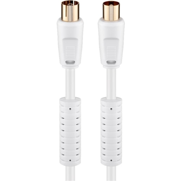 Goobay Antennkabel med ferrit (80 dB), dubbelskärmad guldpläterad, koaxial-plugg > koaxial-uttag (helt skärmad), 2.5 m