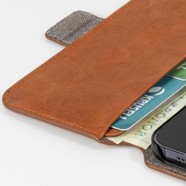 Krusell Leather Phone Wallet iPhone 13 Cognac Brun