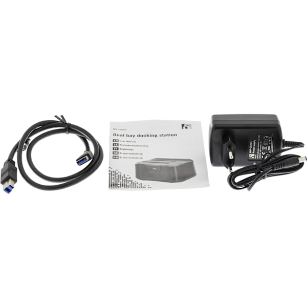 DELTACO USB 3.0 telakka-asema, kloonaus, 2x2,5/3,5" SATA,  musta