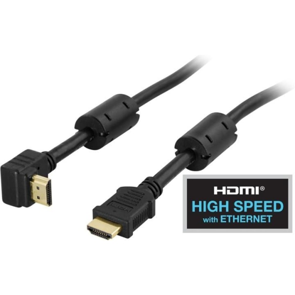 DELTACO HDMI-kaapeli, kulmaliitin, High Speed with Ethernet, 1m,