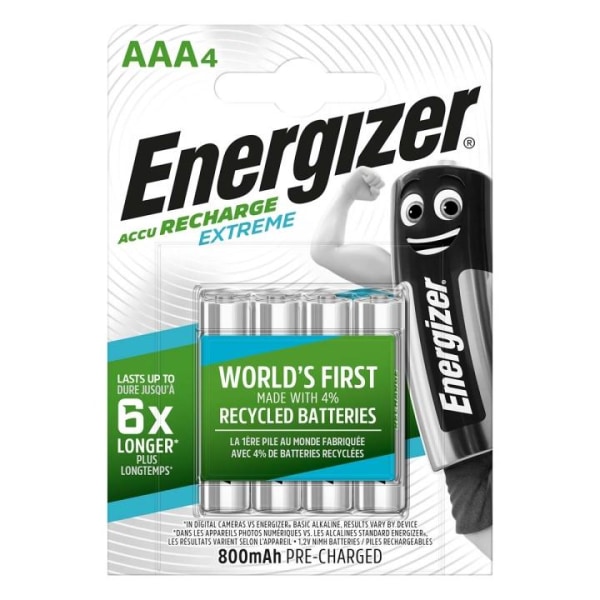 Energizer Ladattava Ni-MH-Akku AAA | 1.2 V DC | 800 mAh | Esiladattu | 4 - Läpipainopakkaus