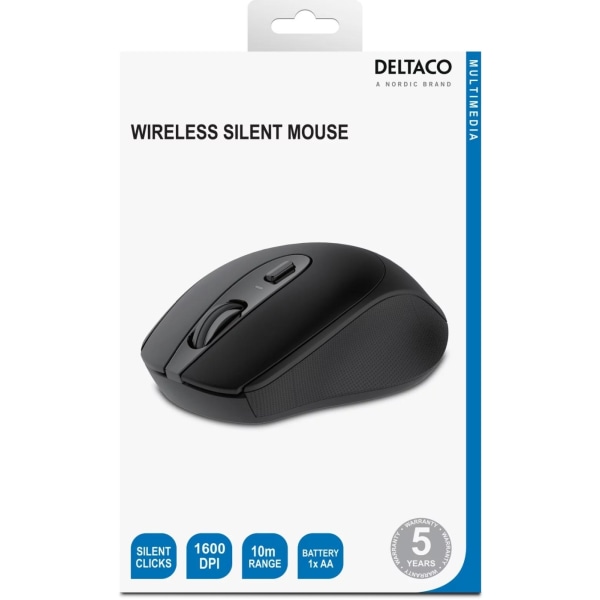 DELTACO Wireless office silent mouse, USB receiver, rubber coated