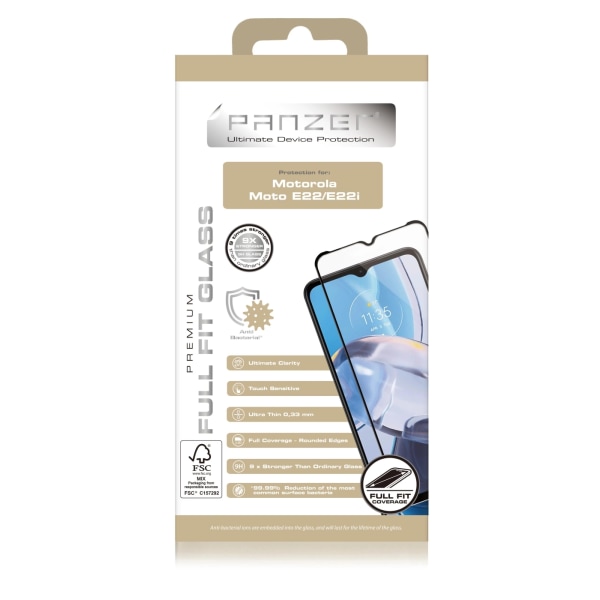 panzer Motorola Moto E22i Full Fit glas, sort Transparent,Svart
