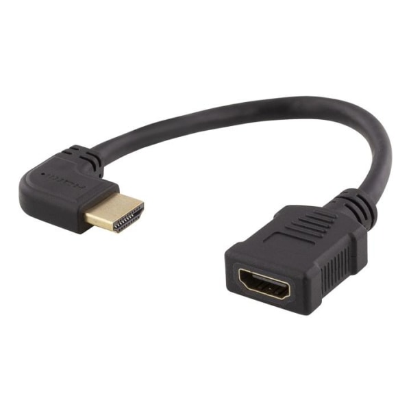 DELTACO Flexibel HDMI-adapter, 0,2 m, vinklad vänster, HDMI M/F,