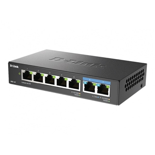D-LINK 7-Port Multi-Gigabit Unmanaged Switch musta