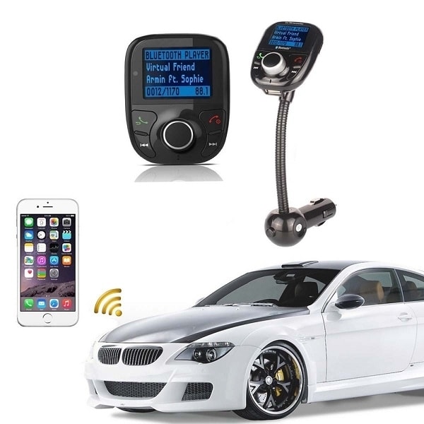 FM-sender med Bluetooth-håndfri og billader, Sort