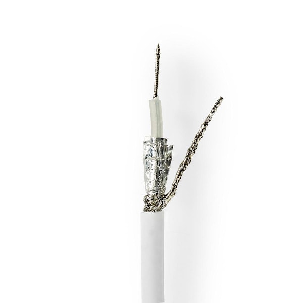 Nedis Coax Kabel På Rulle | RG58C/U | 50 Ohm | Dobbelt afskærmet | ECA | 50.0 m | Coax | PVC | Hvid | Gaveæske