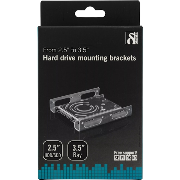 DELTACO monteringsvinkler til at kunne montere en 2,5" harddisk i en 3