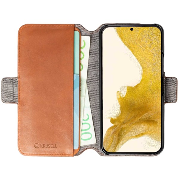 Krusell Leather Phone Wallet Galaxy S22 Cognac Orange