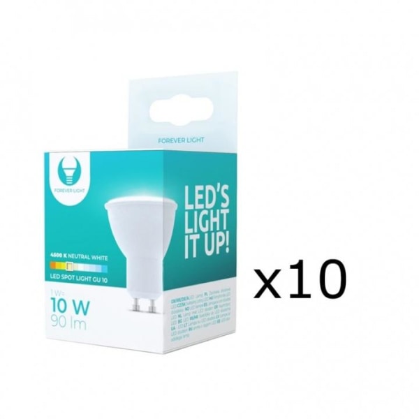 LED-lampe GU10, 1W, 230V, 4500K, 10-pak, hvid neutral
