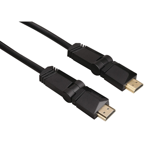 Hama HDMI-kaapeli Ethernet pyörivällä liittimellä, kulta, musta, 3 m
