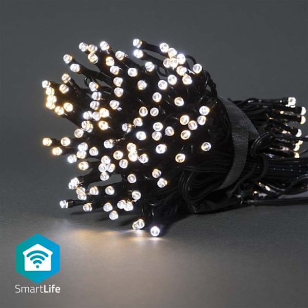 Nedis SmartLife Julbelysning | Sträng | Wi-Fi | Varm till cool vit | 200 LED's | 20.0 m | Android™ / IOS Vit