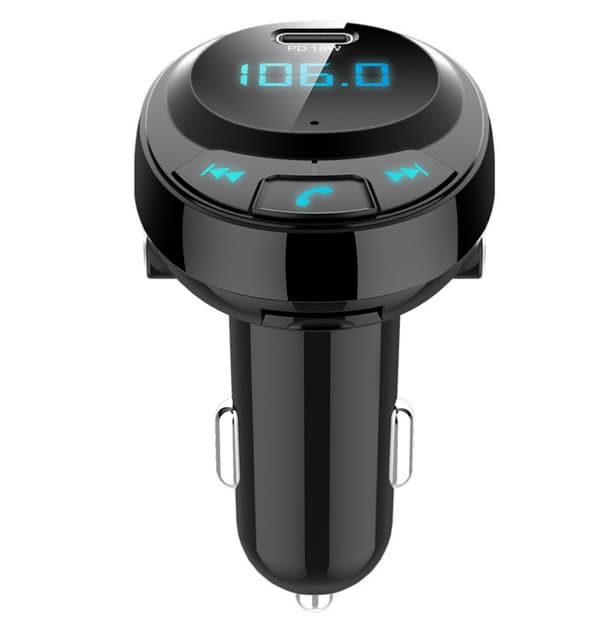 FM-sender med Bluetooth-håndfri, QC 3.0 oplader