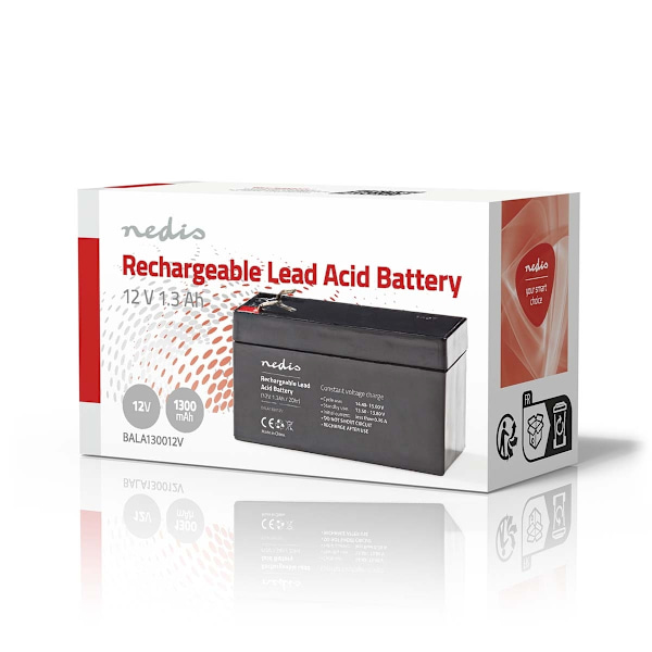 Nedis Uppladdningsbart blybatteri | Bly-syra | Uppladdningsbara | 12 V | 1300 mAh