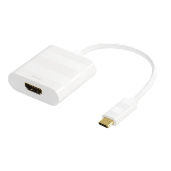 DELTACO, USB 3.1 til HDMI adapter, USB-C han - HDMI hun, hvid