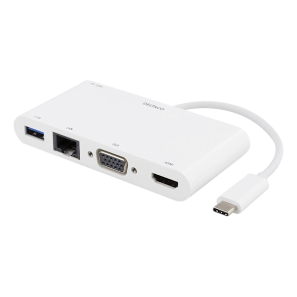 DELTACO USB-C Docking station, 100W USB-C PD, HDMI, 1.5A USB-A, Gigabi